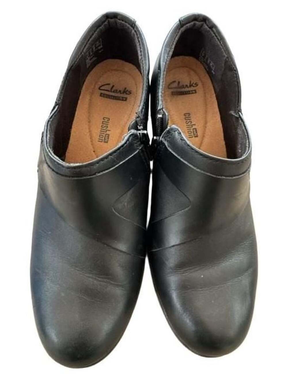 Clarks Black Leather Ankle Boots Size 8 W Cushion Soft